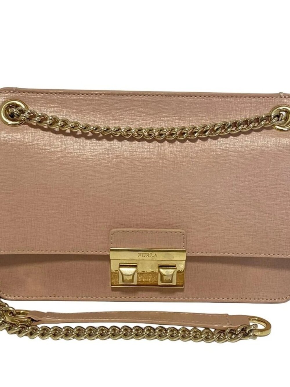 FURLA - Pink Beige Leather Shoulder Bag